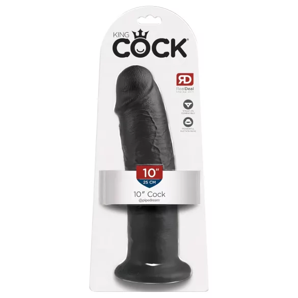 King Cock 10 - dildo met zuignap - zwart - 25cm