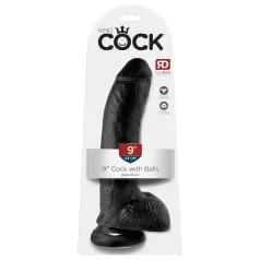 King Cock 9 - dildo met zuignap en ballen - 23cm - zwart