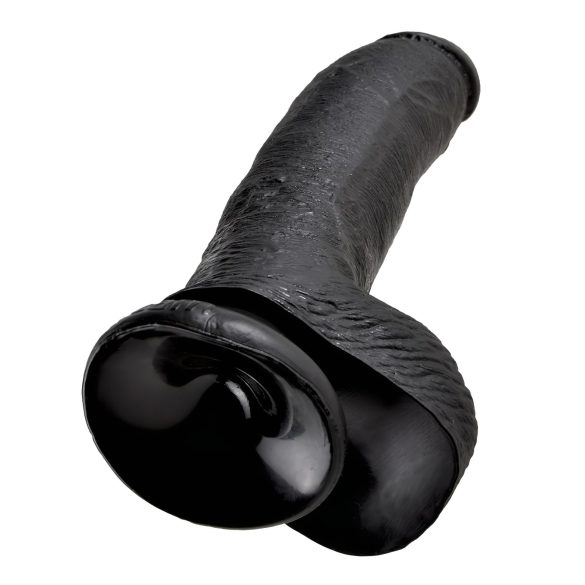 King Cock 9 - dildo met zuignap en ballen - 23cm - zwart