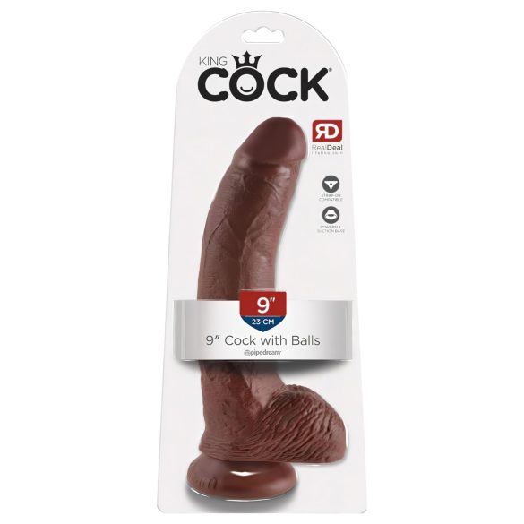 King Cock 9 - grote dildo met zuignap en ballen (23cm) - bruin