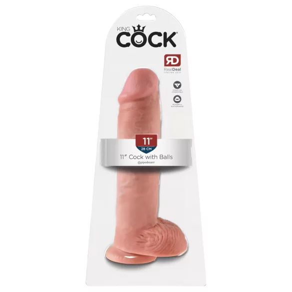 King Cock 11 - dildo met zuignap en ballen - huidkleur - 28cm
