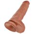 King Cock 11 - Zuignap dildo met testikels (28cm) - donker natuurlijk