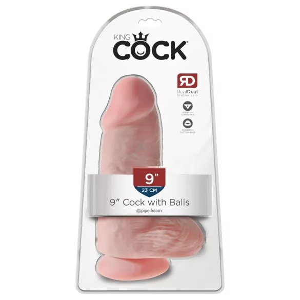 King Cock - realistische dildo met zuignap en ballen - 23cm - huidskleur