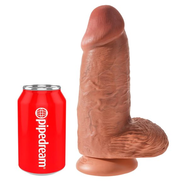 King Cock 9 Chubby - zuignap dildo (23 cm) - donker naturel