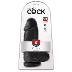 King Cock - dildo met balzak en zuignap - zwart - 23 cm