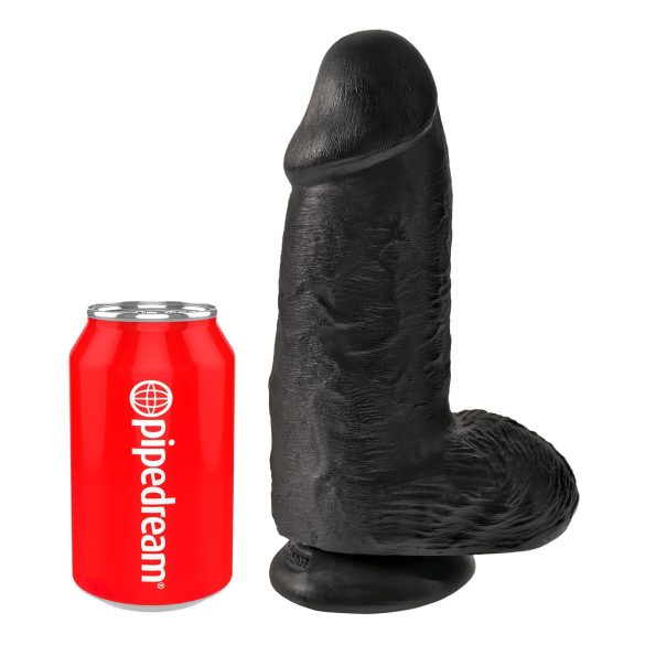 King Cock 9 Chubby - zuignap dildo met ballen (23cm) - zwart