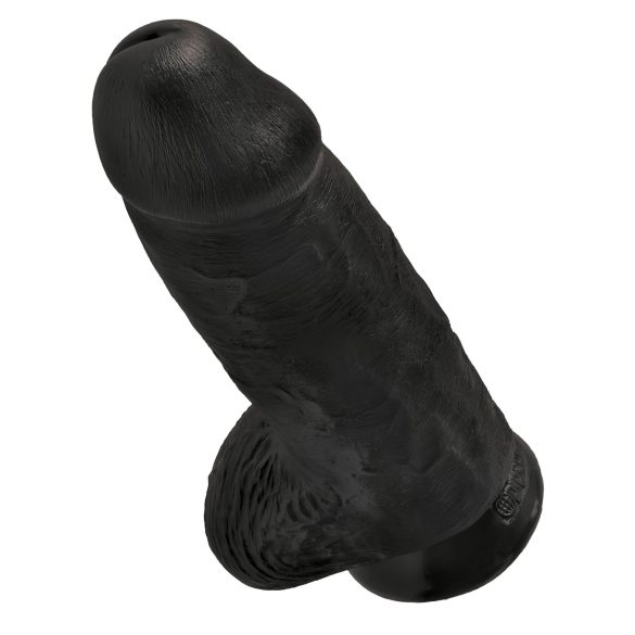 King Cock 9 Chubby - zuignap dildo met ballen (23cm) - zwart