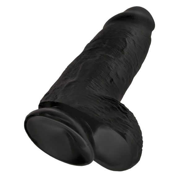 King Cock 9 Chubby - zuignap dildo met ballen (23cm) - zwart