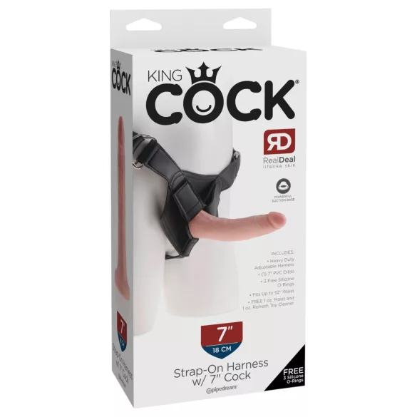 King Cock 7 - strap-on dildo met harnas - zwart