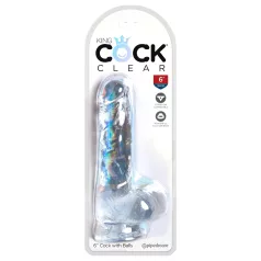   King Cock Clear 6 - dildo met zuignap en ballen - transparant 15cm