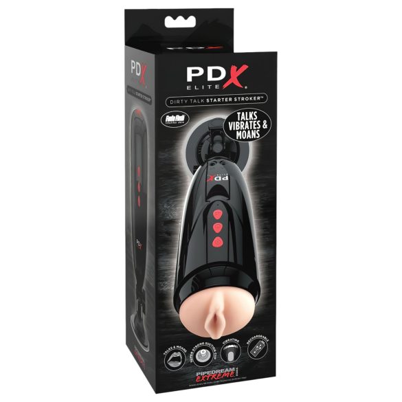 PDX Elite Dirty Talk - vibrerende kunstvagina masturbator (zwart)