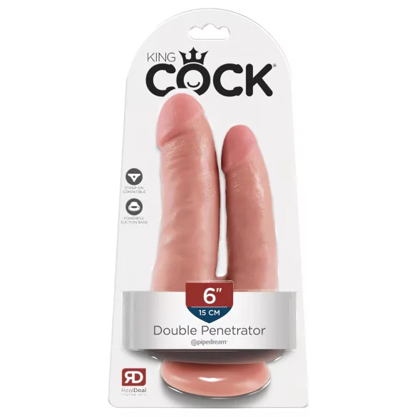 King Cock - dubbel dildo voor dubbele penetratie - realistisch - huidskleur