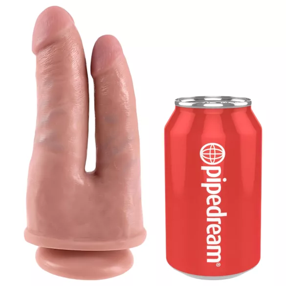 King Cock - dubbel dildo voor dubbele penetratie - realistisch - huidskleur