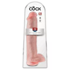   King Cock 15 - realistische dildo met zuignap en balzak - 38 cm - huidskleur