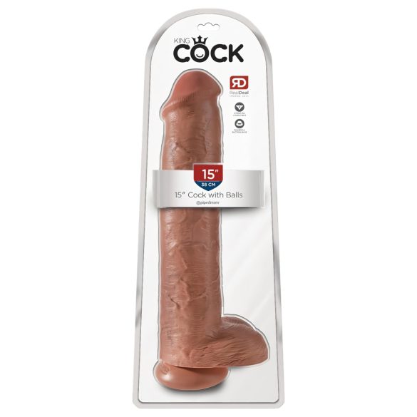 King Cock 15 - gigantische dildo (38 cm) - donker natuurkleurig