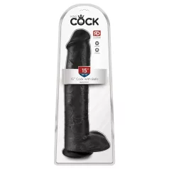 King Cock 15 - dildo met zuignap en ballen - zwart - 38cm