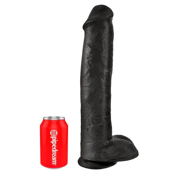 King Cock 15 - zuignap, balzak dildo (38cm) - zwart