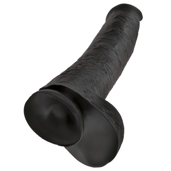 King Cock 15 - zuignap, balzak dildo (38cm) - zwart