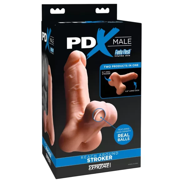 PDX Reach Around - 2-in-1 kunstkont en penishuls (huidskleur)