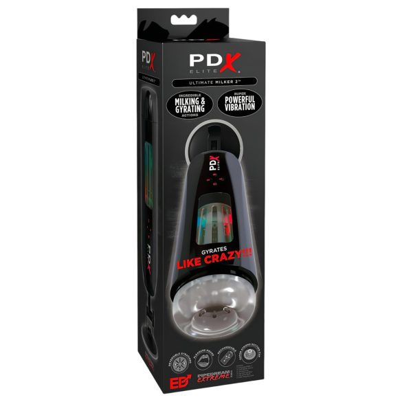 PDX Ultimate Milker 2 - oplaadbare, roterende-trillende masturbator (zwart)