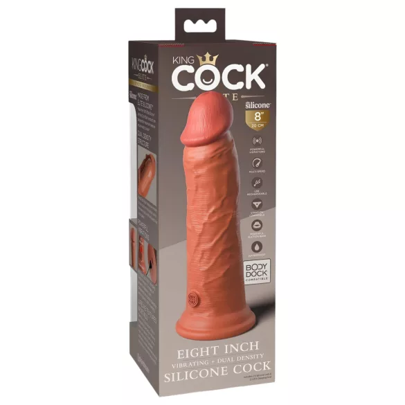 King Cock Elite 8 - realistische vibrator 20cm - donker huidskleur