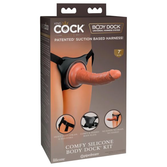 King Cock Elite Comfy - Strap-on dildo met harnas (donker natuur)