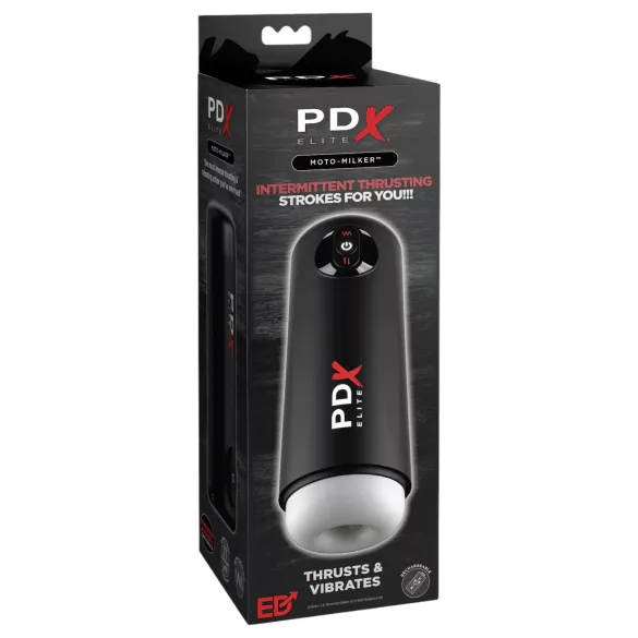 PDX Elite Moto Milker - automatische stoot vibrerende masturbator - zwart