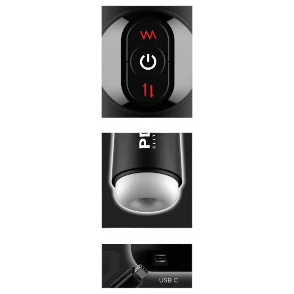 PDX Elite Moto Milker - automatische stoot vibrerende masturbator - zwart