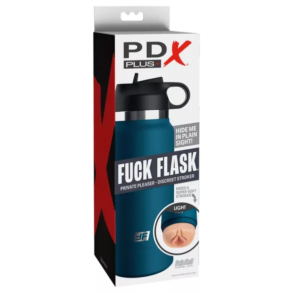 PDX - Fuck Flask Private Pleaser - kunstvagina in een drinkfles (blauw-naturel)