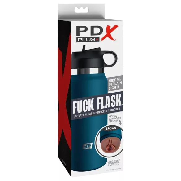 PDX - Fuck Flask Private Pleaser - kunstvagina in een drinkfles (blauw-bruin)