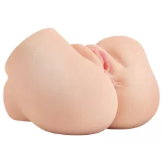 PDX Elite - zuigende, vibrerende 2-in-1 masturbator (natuur)