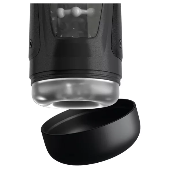 PDX Elite Moto-Bator Pro - geribbelde, verwarmende stootmasturbator (zwart)