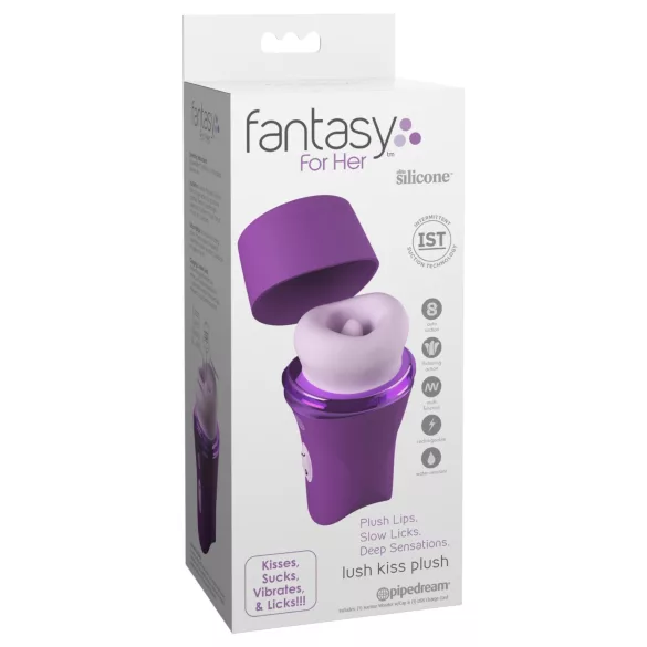 Fantasy For Her Lush Kiss Plush - zuig- en likstimulator voor de clitoris (paars)