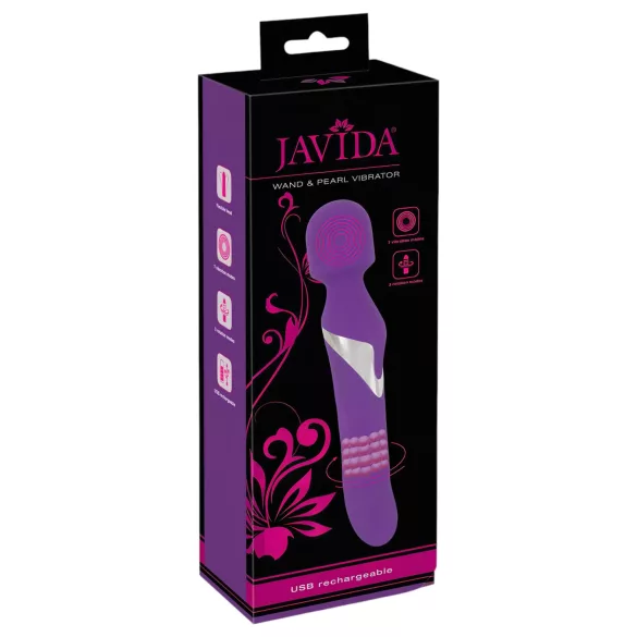 Javida Wand & Pearl - 2-in-1 wand vibrator - paars