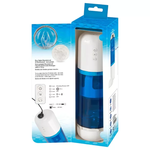 You2Toys - automatische masturbator - roterend en stotend - blauw/wit
