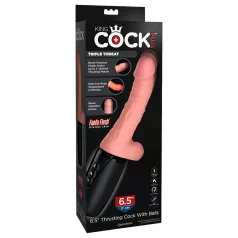   King Cock Plus 6,5 - dildo met ballen en vibratie - huidkleur