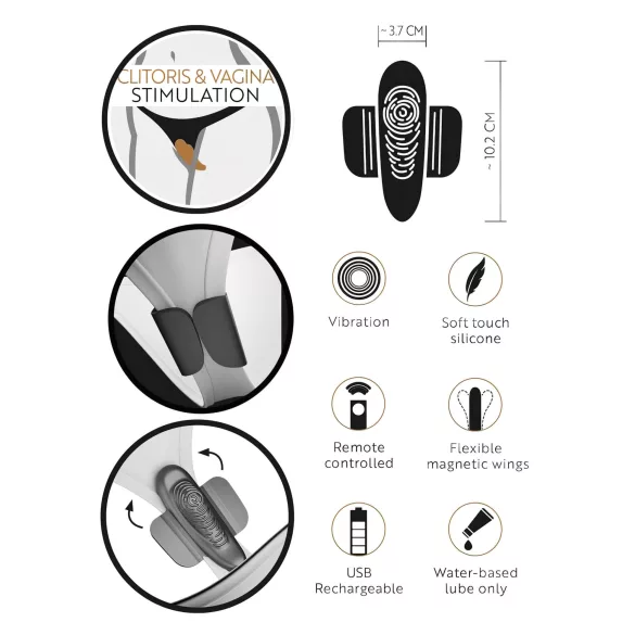 GoGasm Panty - draadloze oplaadbare clitoris vibrator - zwart
