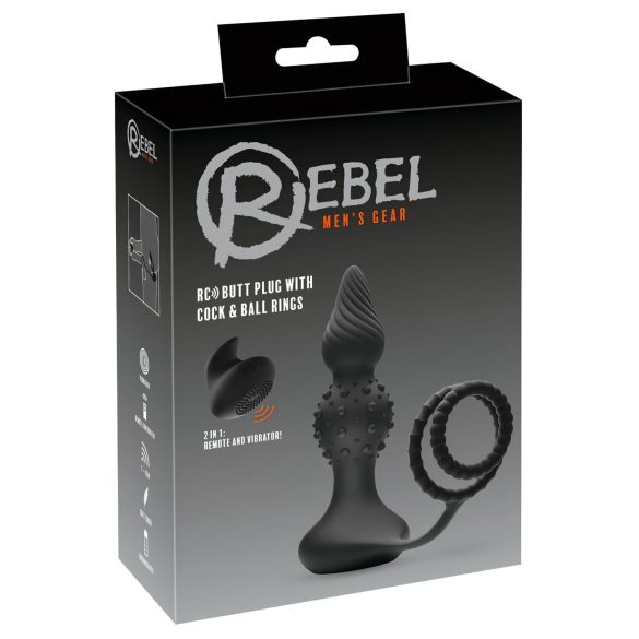 Rebel 2in1 - Draadloze Anale Vibrator met Penisring en Radiofunctie (Zwart)