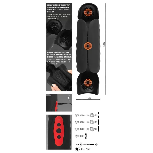 Rebel - vibrerende eikelstimulator met 3 motoren - zwart