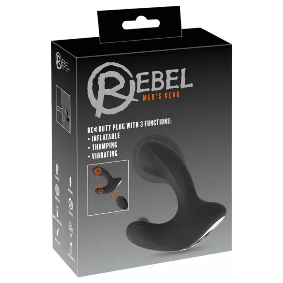 Rebel RC - oplaadbare op afstand bedienbare opblaasbare anale vibrator - zwart