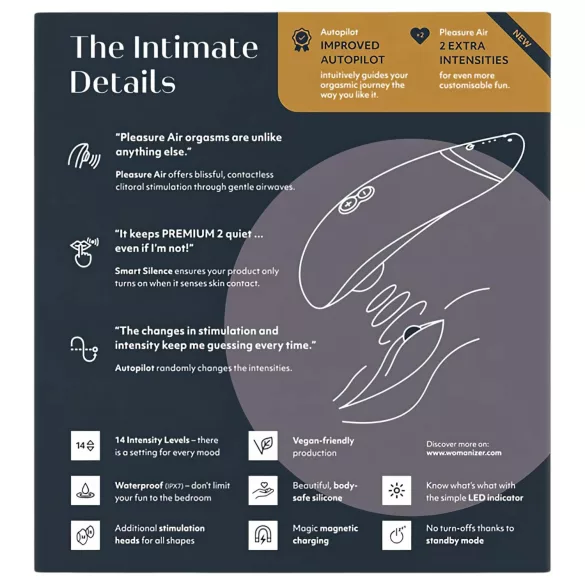 Womanizer Premium 2 - luchtdruk clitorisstimulator - zwart