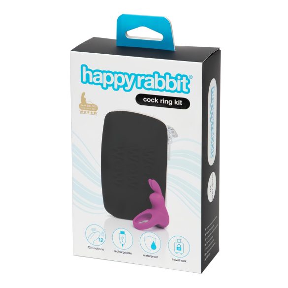 Happyrabbit Cock Kit - vibrerende penisring met opbergetui (paars)