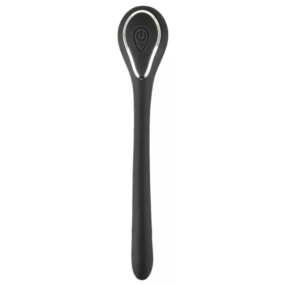 Penisplug-dilator - oplaadbare, vibrerende dilator (1 cm, zwart)