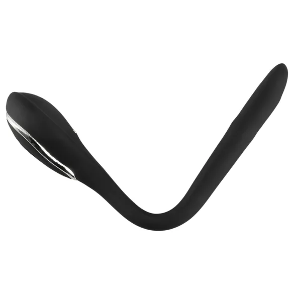 Penisplug-dilator - oplaadbare, vibrerende dilator (1 cm, zwart)