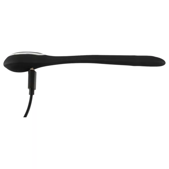 Penisplug-dilator - oplaadbare, vibrerende dilator (1 cm, zwart)