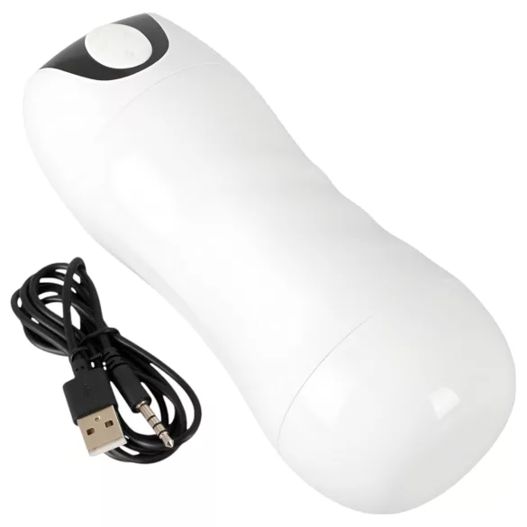 STROKER - oplaadbare, zuigende-vibrerende masturbator (wit)