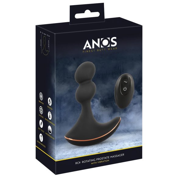 ANOS - 2-motorige draaibare anaalvibrator (zwart)