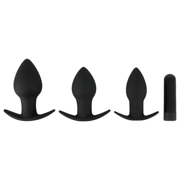 Black Velvet - oplaadbare anaalset - 3-delig (zwart)