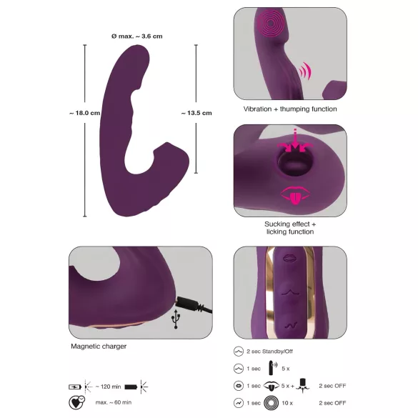 Javida - 4-in-1 clitorisstimulerende vibrator (paars)