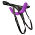 SMILE - strap-on dubbel dildo met slip - siliconen paars-zwart